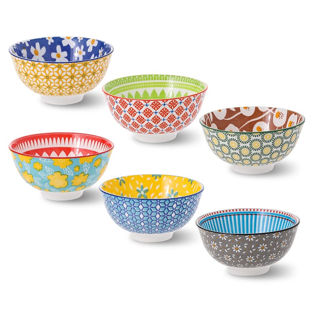 Photo 1 of (PARTIAL SET) Ceramic Bowl Set Small Bowls - Porcelain Dessert Bowls 10 oz - 6 Little Bowl for Rice | Soup | Snack | Side Dishes | Yogurt | Ice Cream - Coloful Cute Bowl Sets Microwave | Dishwasher Safe - 4.75 Inch