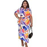 Plus Size Women 2 Piece Outfits Set Ruched Maxi Dress Short Sleeve Draped Collar Neck Split Drawstring Dress Set