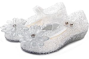 TANDEFLY Flats Mary Jane Dance Party Cosplay Shoes, Snow Queen Princess Sandals for Little GirlsToddler, Birthday, Christmas