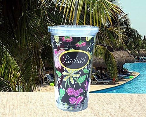 Personalized Tumbler with Lid and Straw, custom acrylic cup with custom name