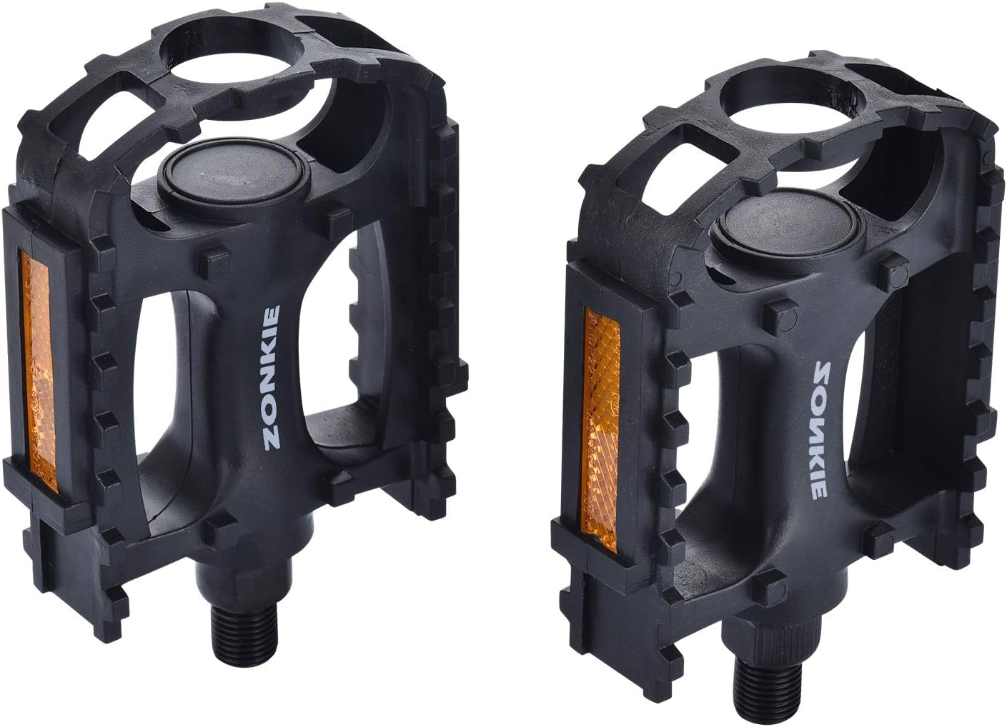 zonkie Bicycle Cycling Bike Pedals, Plastic Bicycle Pedals for MTB and Road Bike, Black, 9/16 Inch