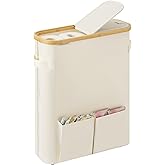 StorageWorks Toilet Paper Storage Baskets with Dual Flip Lids, Toilet Paper Organizer for Bathroom, Toilet Paper Container with Side Pocket, Holds 15 Mega or 20 Regular Rolls, Large, Beige