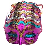 Arlai Pack of 12, Gold shining plated party mask wedding props masquerade mardi gras mask