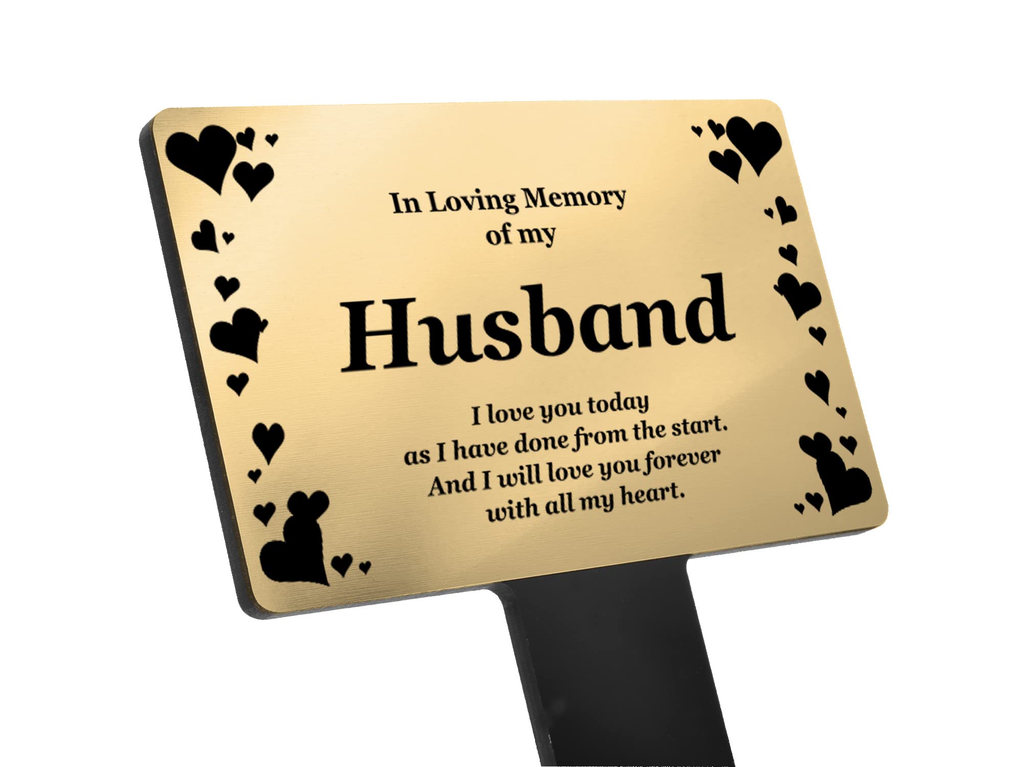Husband Memorial Remembrance Plaque Stake, Hearts Design - Gold/Silver/Copper, Waterproof, Outdoor, Grave Marker, Tribute, Plant Marker Active Restock requests: 0 (Gold) (Gold)