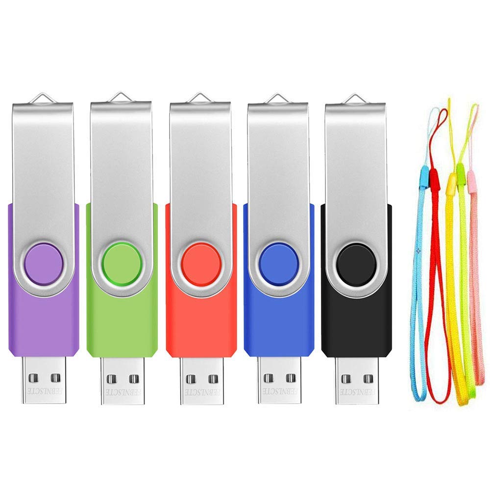 Chiavette USB 8GB, 5 Pezzi – Pen Drive Metallo Girevole, USB 2.0, FEBNISCTE Colorate