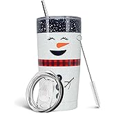 Haretu Merry Christmas Insulated Tumbler with Lids and Straws Snowman Stainless Steel Cup for New Year Holiday Xmas Christmas Funny Travel Mug Gifts 20 OZ