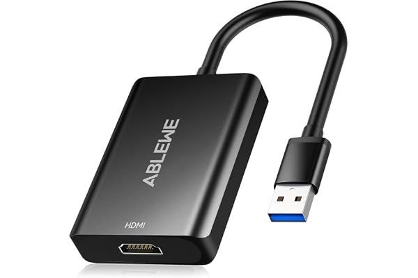 USB to HDMI Adapter for Instant Dual Monitor, ABLEWE Ultra-Thin Aluminum USB 3.0 to HDMI Cable, Laptop to TV/Projector/Displa