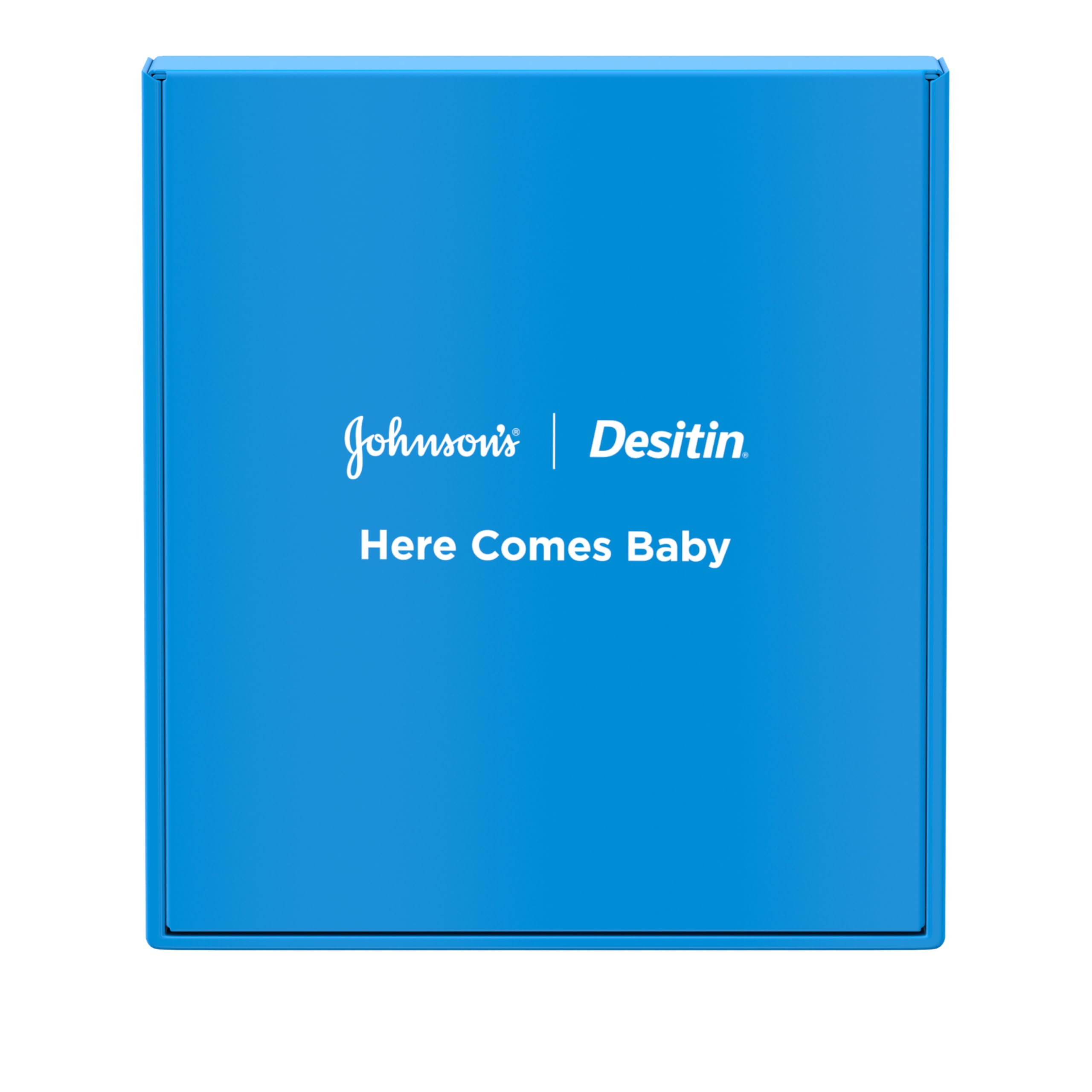 Johnson's Baby Here Comes Baby Gift Set, Baby Essentials for New Parents with Moisturizing Lotion, Bedtime Bath, Body Wash & Shampoo, Hand & Face Wipes, & Diaper Rash Cream, 5 Items