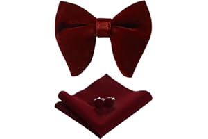 PACGOTH Bow Ties for Men Pre-Tied Bow Tie Vintage Tuxedo Oversized Velvet Bow Ties Cufflinks Pocket Square Sets With Gift Box