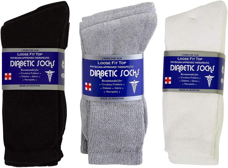 Debra Weitzner Non-Binding Loose Fit Sock - Non-Slip Diabetic Socks for Men and Women - Crew 6Pk White: Health & Personal Care