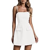 Wenrine Womens Sleeveless Mini Dress Summer Spaghetti Strap Zipper Back Slim Fit Party A Line Dresses