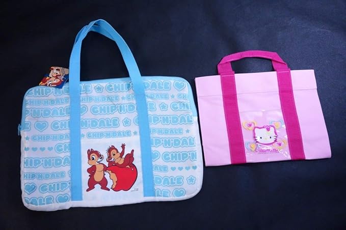 Amazon Co Jp キャラクタープリント トートバッグ 2点セット チップとデール ハローキティ サンリオ ディズニー 青 白 ピンク ホビー