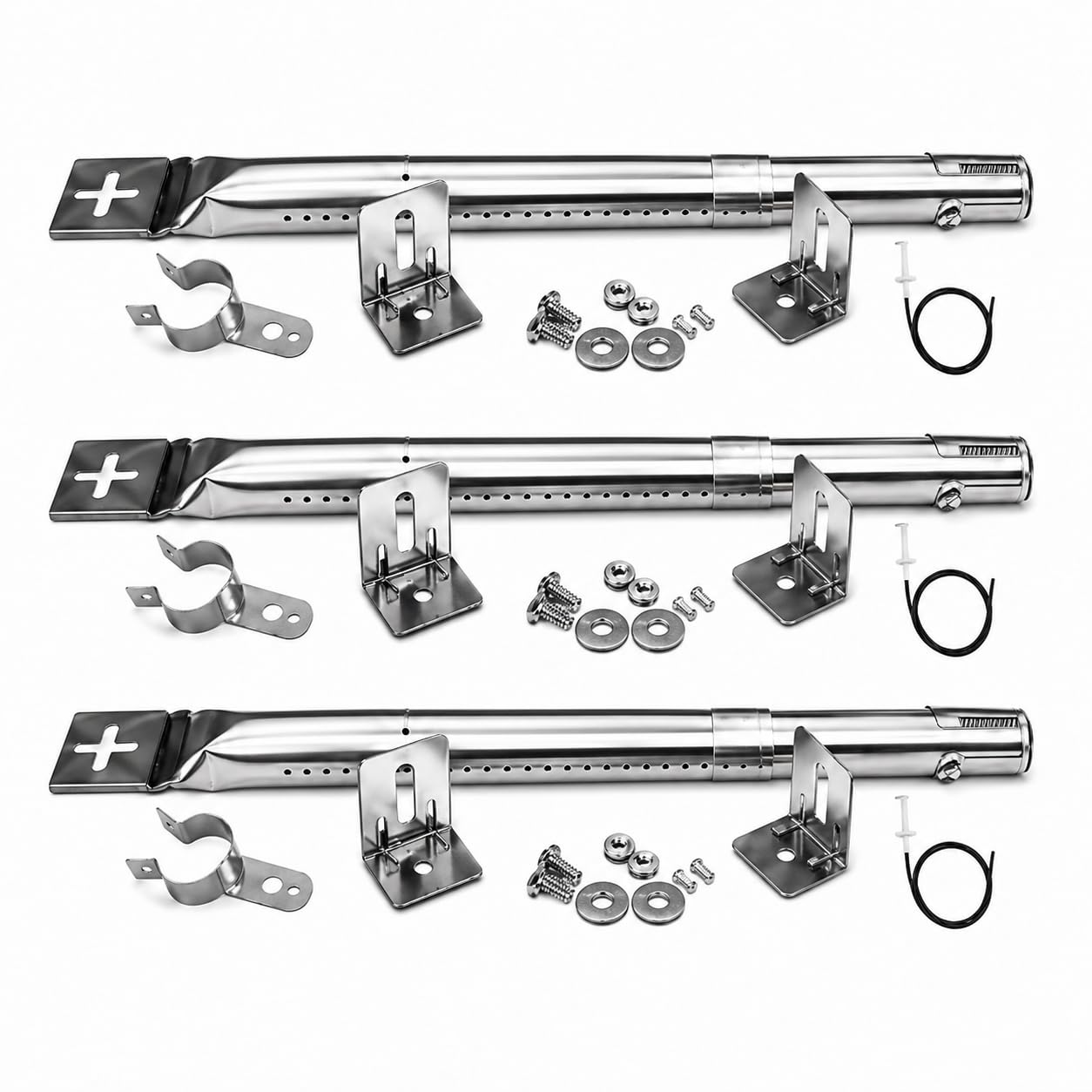 Uniflasy 31cm bis 45cm Universal Gasgrill Brenner Ersatzteile für Landmann, Enders, Tepro, Taino, Campingaz, Outback, Barbecook und Andere Grills, Verstellbarer Edelstahl Brenner Zubehör, 3 Stück