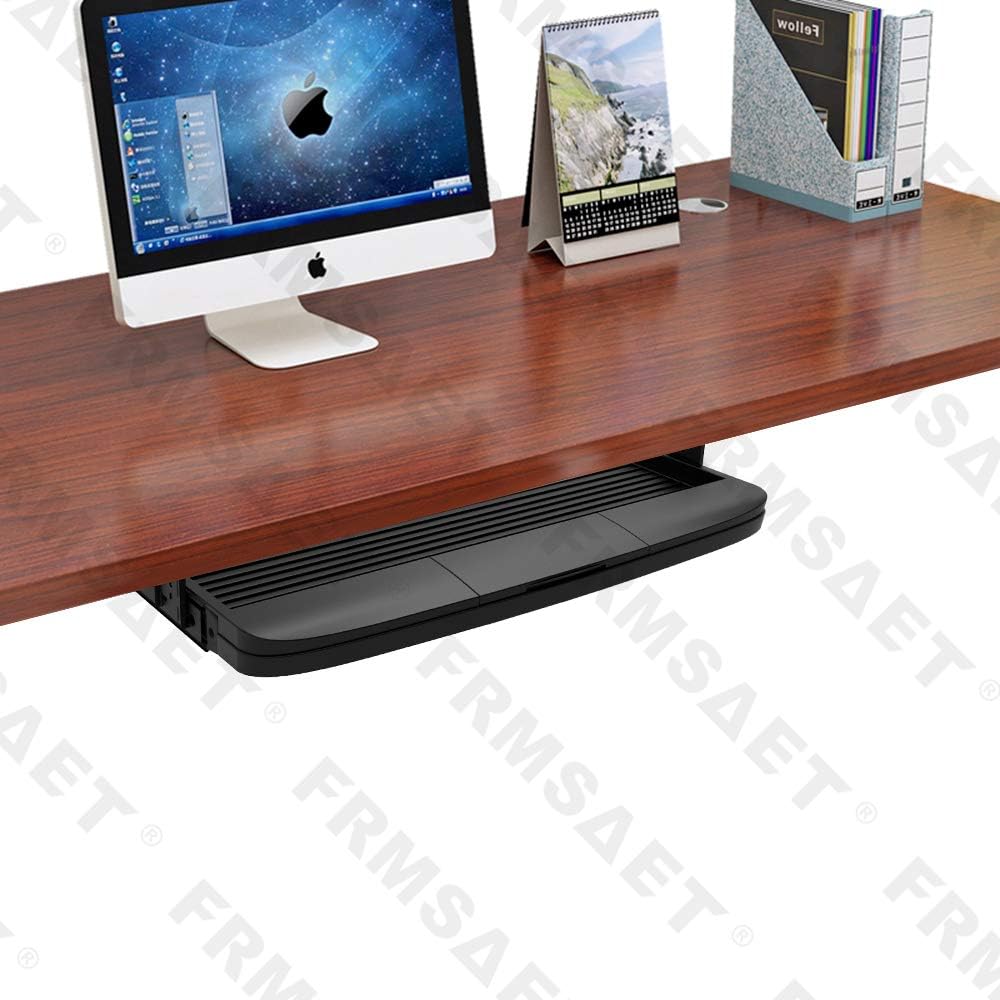 FRMSAET Office Supplies Holder Furniture Accessories Computer Keyboard Drawer Organizer Underdesk Multipurpose Tray with Adjustable Height Brackets-Used to Store Your Tools, Pencil, Eraser(Small, Black) : Office Products