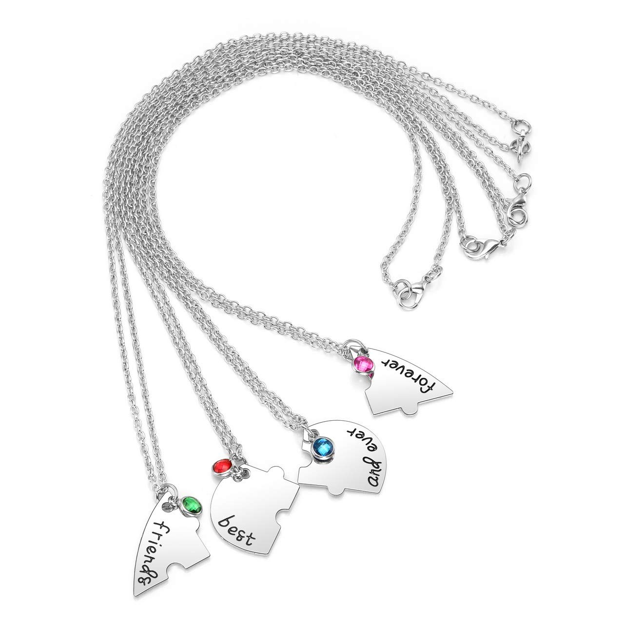 Collier Puzzle BFF Best Friends Forever - 5 Pendentifs Et Chaînes - Cadeau Amitié Ou Sœurs - Alliage Sans Gemme