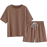 Zenlonr Women's Two Piece Lounge Sets 2026 Summer Casual Oversized Shirts Shorts Matching Airport Travel Outfit
