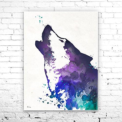 Wolf 3, Watercolor Print, Wolf art, Illustration, art print, Wall Art, Home Decor, wolf watercolor, watercolor painting, animal watercolor, moaning wolf