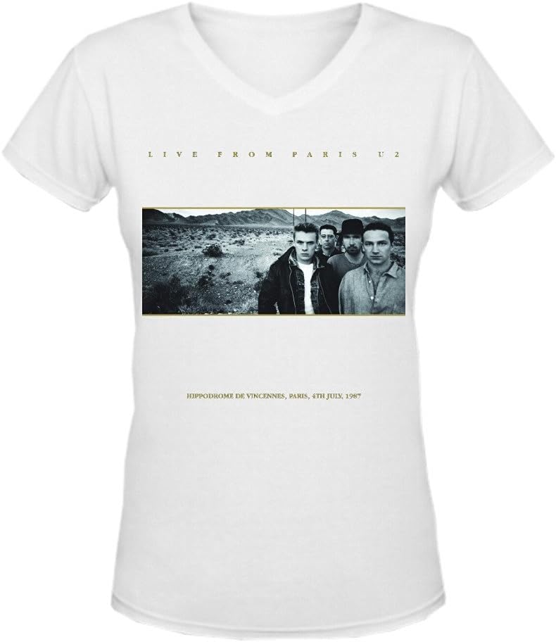 Bunny Angle U2 Live from Paris Short-Sleeve Women V Neck Tee Shirts
