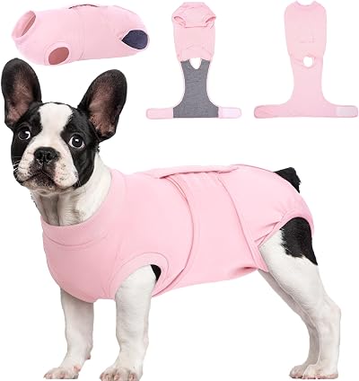 Kuoser Dog Surgery Recovery Suit Pink M Post-Op E-Collar Alternative