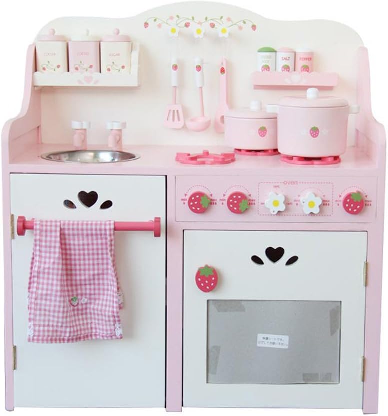pink toy wooden kitchen