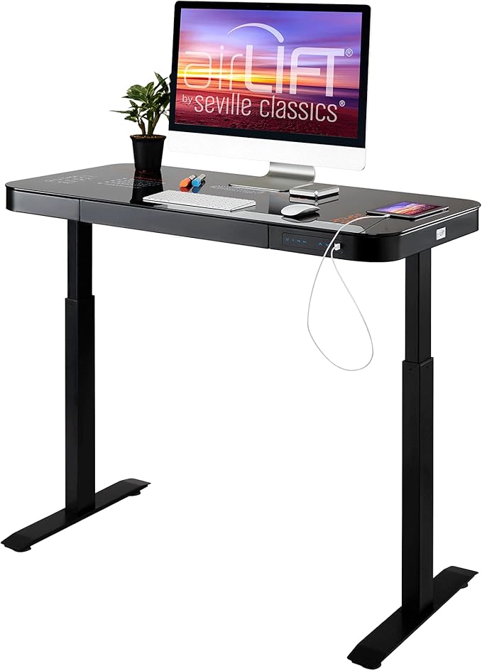 Seville Classics airLIFT Computer Desk Table, 47" Height Adjustable