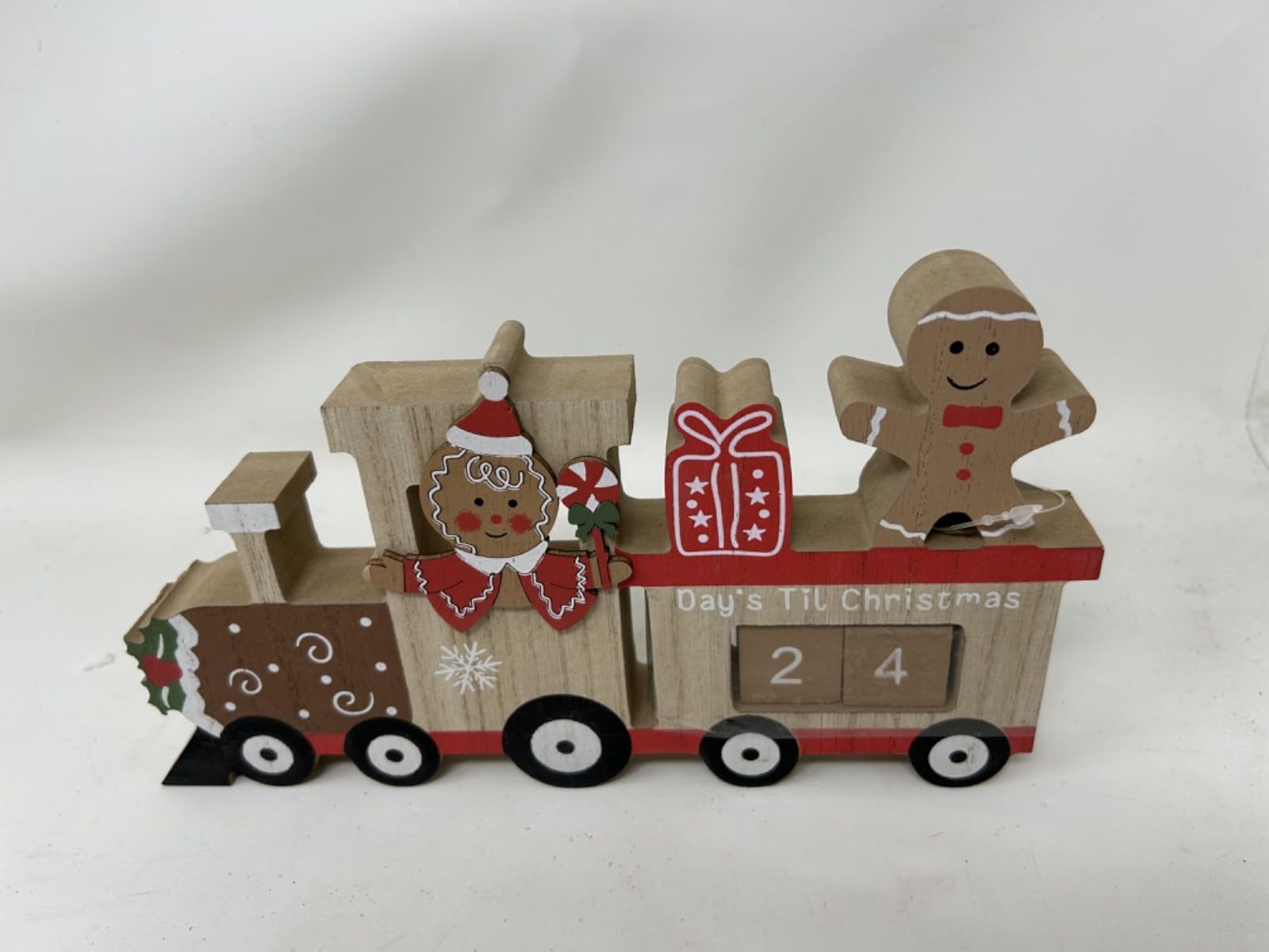 Wooden Gingerbread Train Locomotive Childrens Advent Daily Countdown Calendar 23cm Long