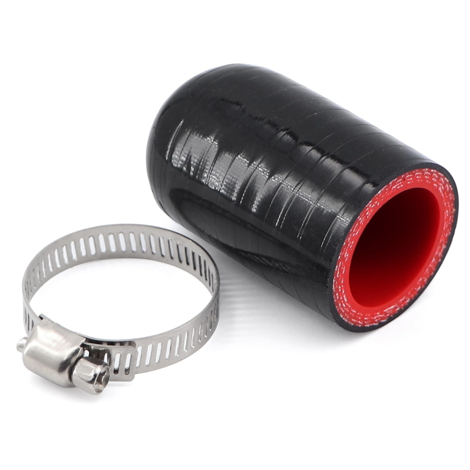 Photo 1 of 1 inch (25mm) Silicone Vacuum Coolant Bypass Cap Heater Hose Plug High Temperature 2-inch Length With Clamp For Automotive Radiator Valve Throttle Body Water Port