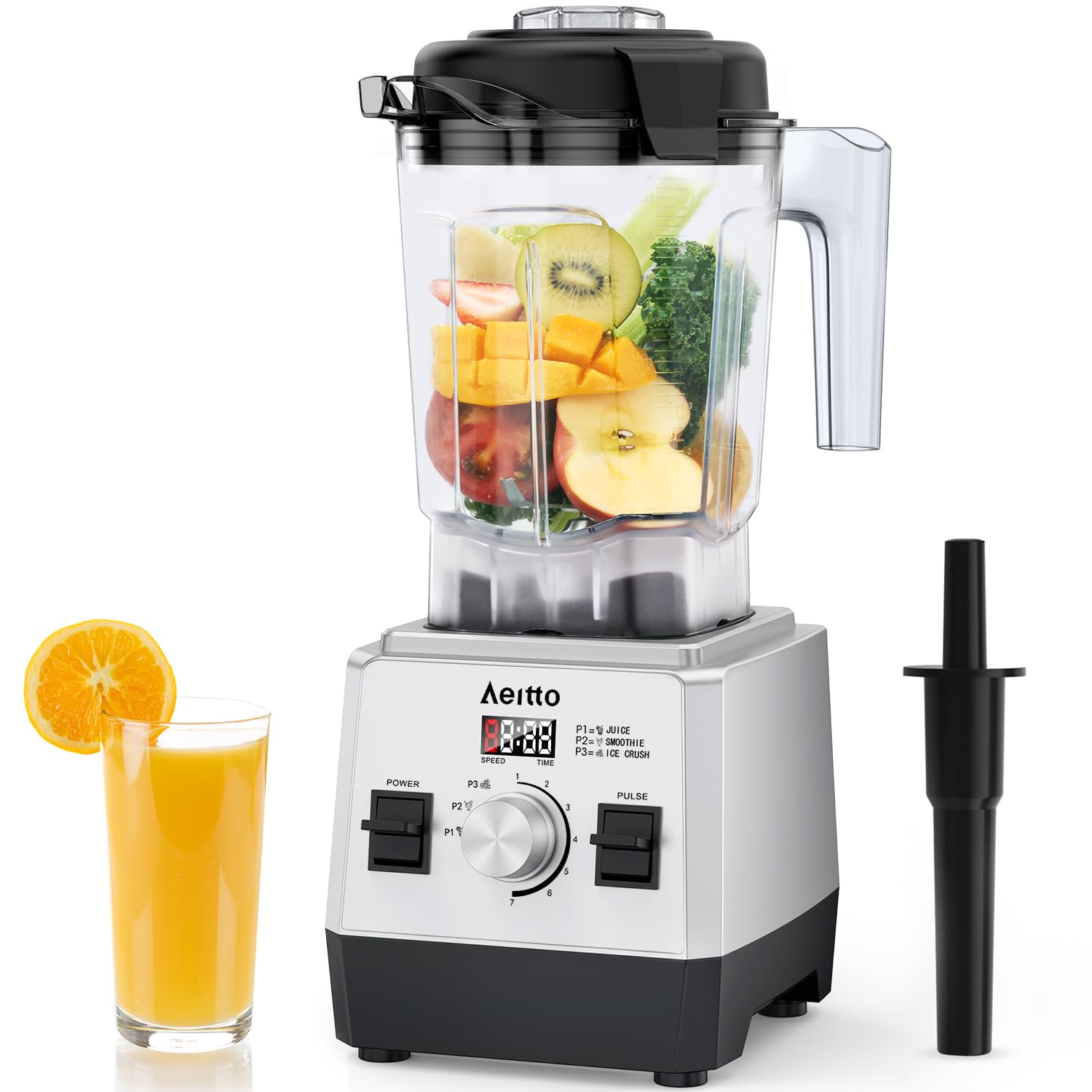 Photo 1 of Aeitto Blenders for Kitchen with 68Oz. Large Capacity, 1800W Max Power Smoothie Blender, 3 Preset Programs & 7 Speeds, Professional Countertop Blender for Smoothies, Ice Crush, Frozen Drinks, Silver