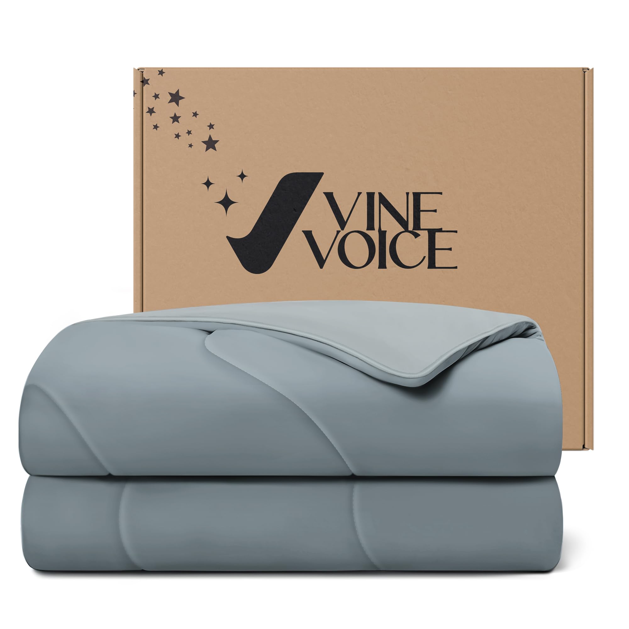 Photo 1 of Vine Voice Cooling Blanket Comforter Hot Sleepers Full/Queen Soft Cooling Blanket, Double-Sided Cool Bedding for Night Sweats, All-Season Lightweight Comforter(90 * 90inch, Medium Gray)