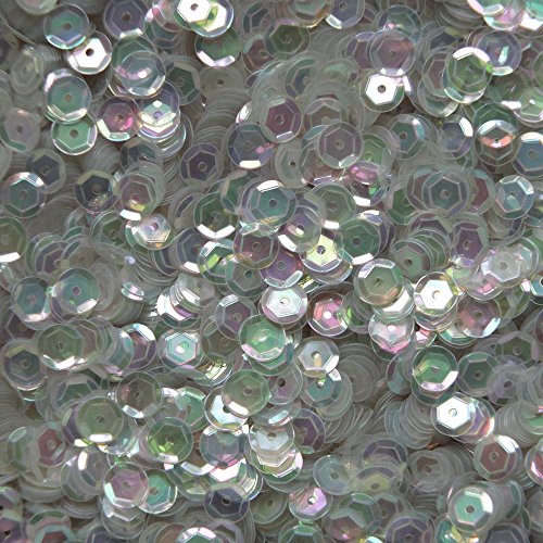 6mm CUP SEQUINS Facet PAILLETTES ~ Crystal Iris Gray Silver Hue Rainbow Iridescent ~ Made in USA Loose for embroidery, arts, crafts, bridal wear, embellishment