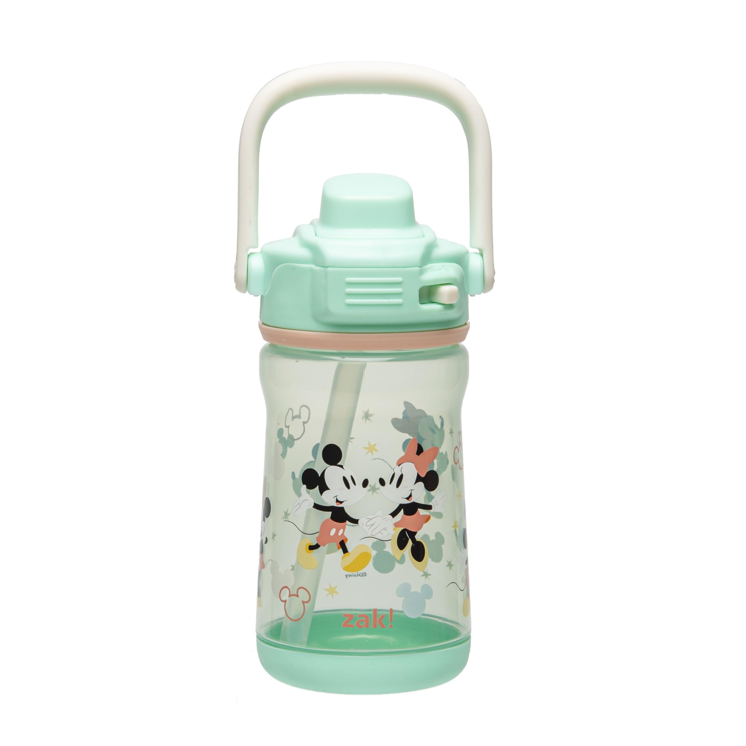 Photo 1 of Zak Designs Disney Beacon Kid Water Bottle for Travel or At Home, 12oz Plastic is Durable and Leak-Proof with Liquid Lock Spout, Cover, Carry Handle, Protective Base (Mickey Mouse & Minnie Mouse)