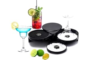 skyehomo 3-Tier Bar Glass Rimmer Bartender Tool Salt Sugar Lime Juice Bar Rimmer 3-Tray Black Rotating Quality Rimmer for Coc