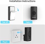 TECKNET Wireless Doorbell IP65 Waterproof 400M Range 60 Chimes LED Light view 6