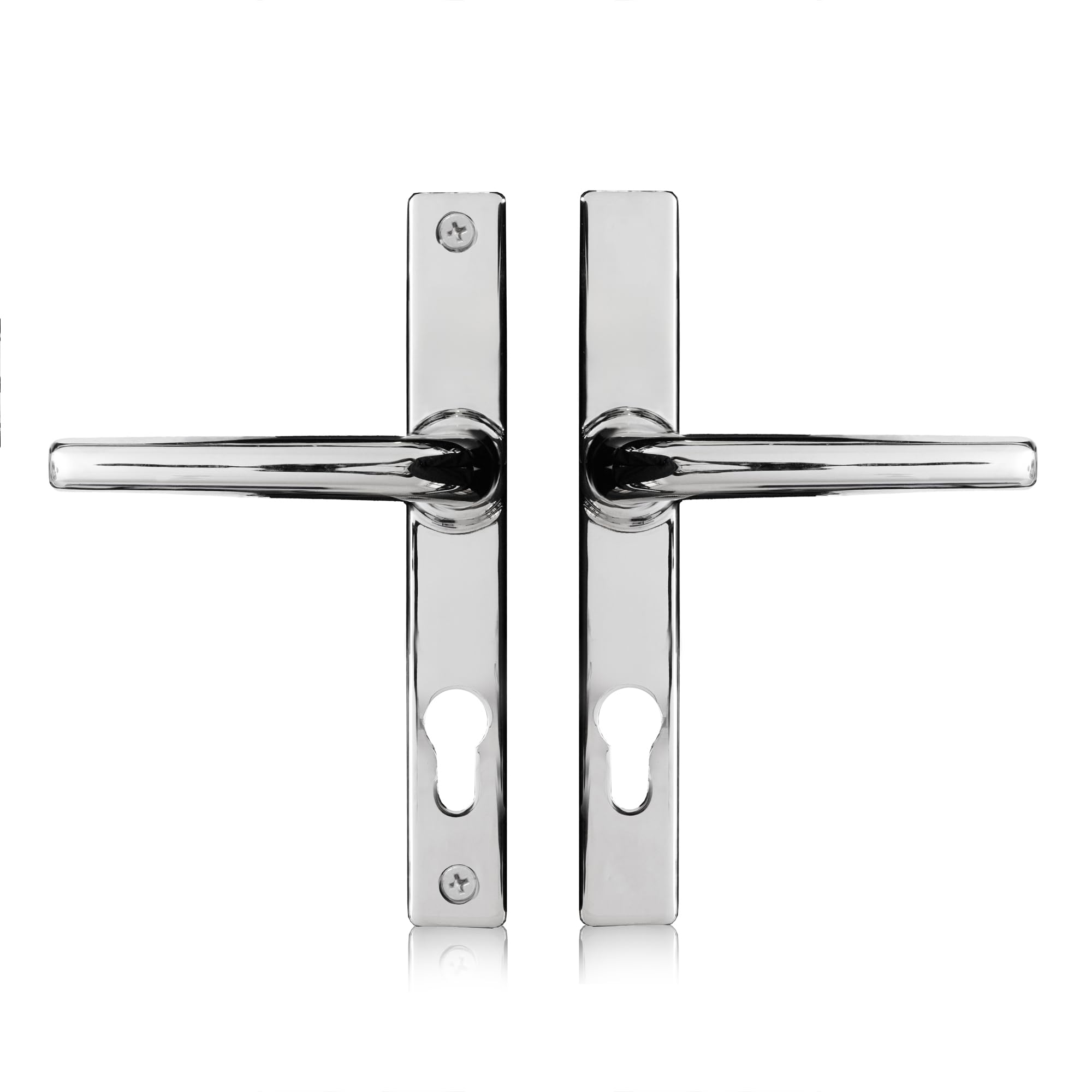 Schlosser Technik Uros Polished Chrome Ferco Door Handle Replacement (PZ 70mm, Screw Hole Distance 180mm, Overall 205mm), UPVC Front Door Handle Compatible with GU Ferco Locking System.