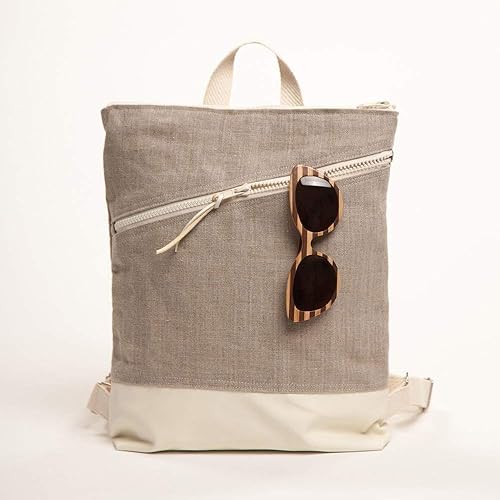 mochila beige mujer
