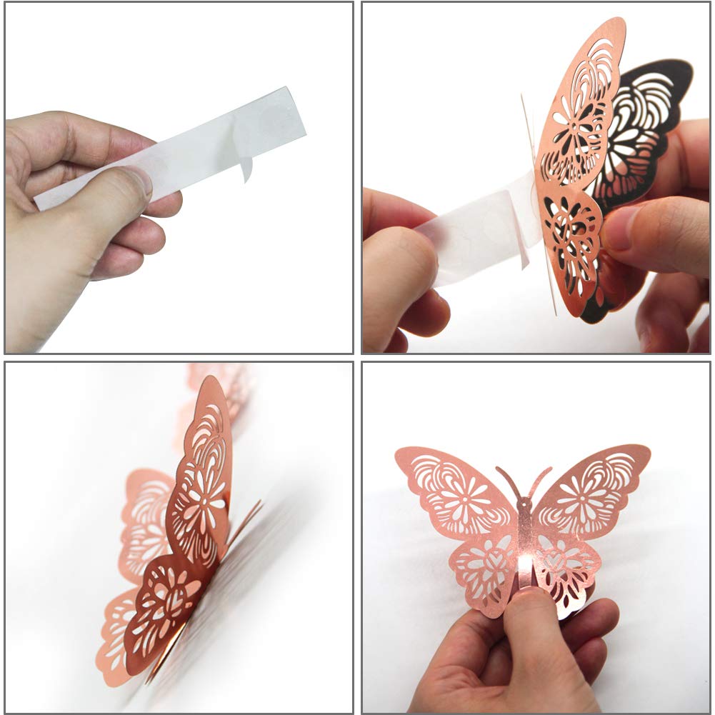 Download Rose Gold 24 Pcs 3d Butterfly Wall Decor Butterfly Wall Stickers Butterfly Wall Decals Removable Stickers For Walls Kids Room Home Decals Girl Room Decor Party Wedding Decor Wall Stickers Murals Home Kitchen