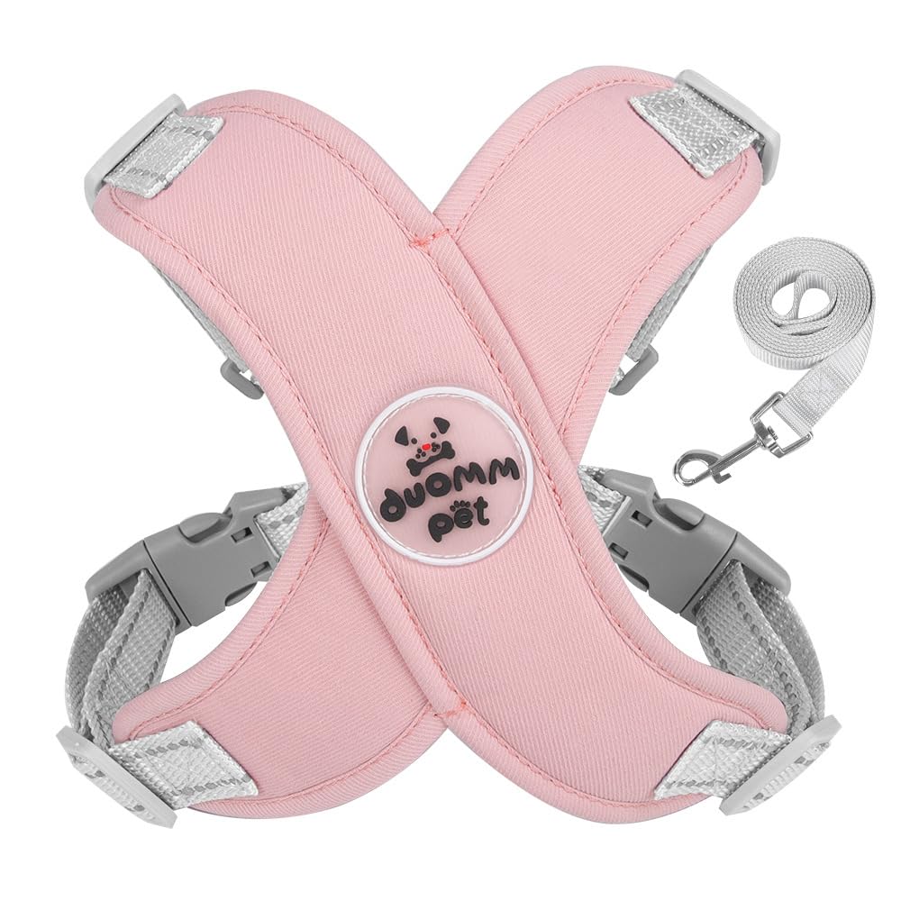 No Pull Dog Harness and Lead Set Medium Dogs Adjustable Comfort Free Lead Pet Vest Harness Reflective Breathable Soft Mesh Padded Puppy Harnesses for Outdoor Walking Training