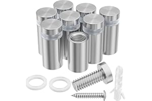 LuckIn 8 Pack Standoff Screws for Acrylic (1/2 in. Dia x 3/4 in. L), Stainless Steel Stand Off Wall Mounts Hardware for Sign Holder, Silver