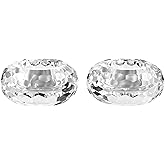 Kitcom Crystal Tealight Candle Holders Pack of 2, Hand-Cut Candle Holder Home Decor for Wedding Banquet Dinner 3.2" Diameter x 1.6" High, Clear