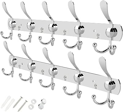 GlazieVault Coat Hooks for Wall 2 Pack Stainless Steel Heavy Duty