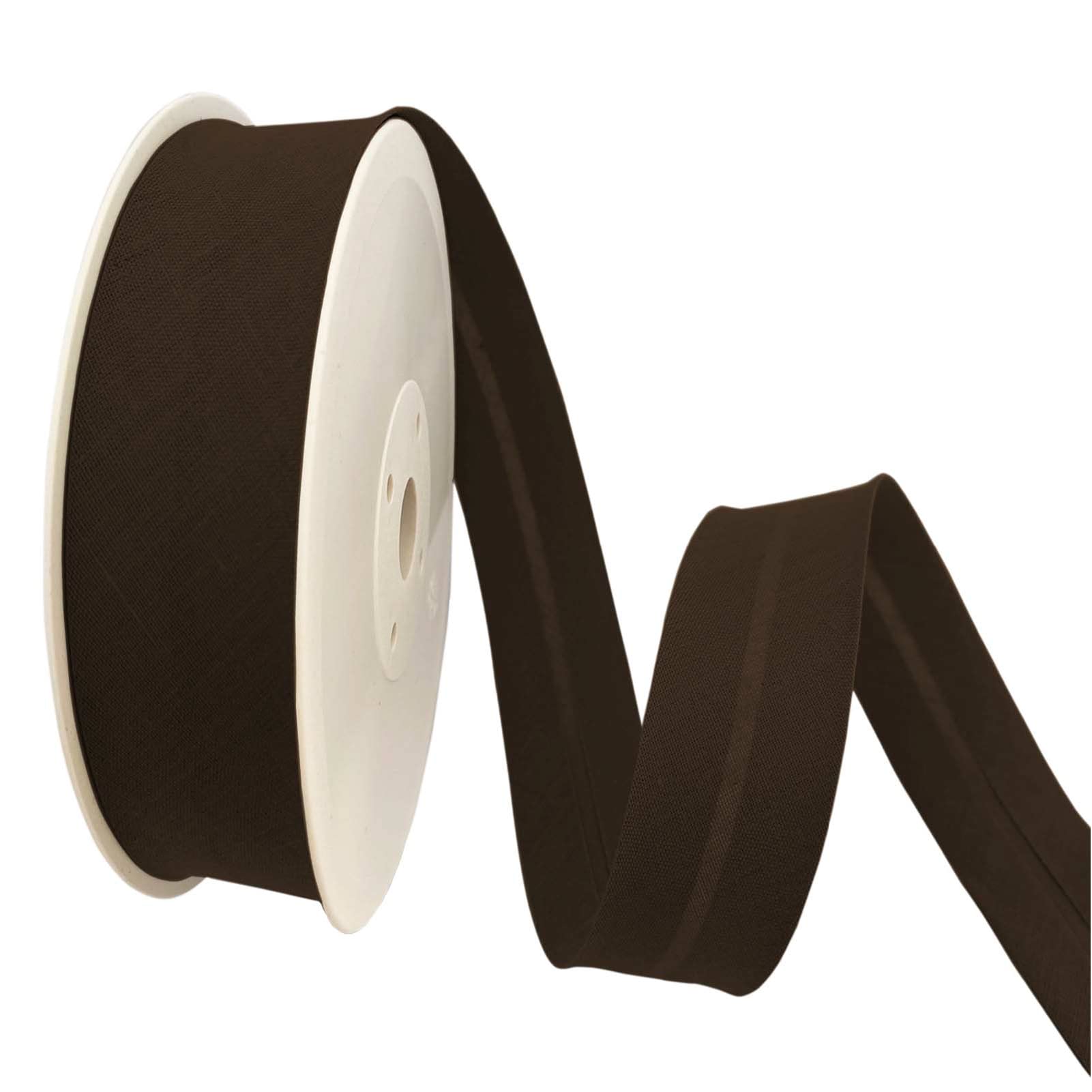 TEXTEX = 40mm Wide Bias Binding Tape. 50% Cotton and 50% Polyester. 10m Piece - (Dark Brown)