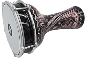 ZAZA Percussion 16'' Length Aluminum Darbuka, 8" Tunable Synthetic Head Turkish Doumbek Drum (Copper - Engrave)