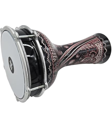 Darbuka Doumbek Drum Tabla 17 Inch - Inlaid Mother Of Pearl, Egyptian Handmade With Free Bag (Brown Obelisk)