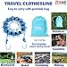 ITOWE Travel Elastic Clothesline Camping Clothes Lines Adjustable Clothes Rope with 12pcs Clothespins Portable Clothesline with Clips for Outdoor Wind-Proof Clothesline Indoor Clothes Lines Blue