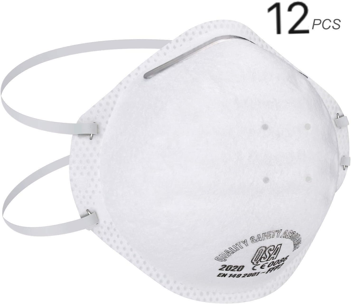 FFP2- N95 Mask Folding Mask Anti-pollution mask with layered valve filter 98% bacteria anti PM2.5 pneumonia influenza virus protection dust pollution (can be put in 3-5 days) (FFP2-12PCS)