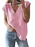 Saodimallsu Womens V Neck Sweater Vest Oversized