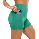 BRXL No Front Seam High Waist Women Biker Shorts 3"/5"/8" Buttery Soft with Pocket Spandex Workout Volleyball Yoga Pilates Forest Green