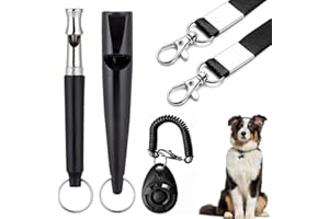 3 Pcs Dog Whistles Set, Professional Silent Pet Training Whistle to Stop Barking for Recall, with Lanyard and Dog Clicker