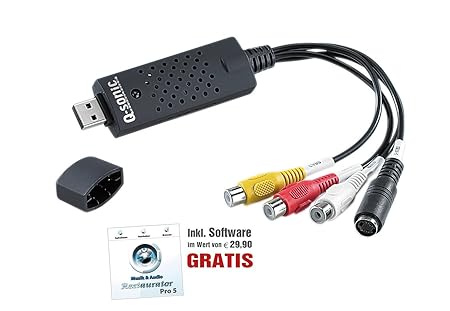Q-Sonic VHS Grabber: USB-Video-Grabber VG-202 zum Digitalisieren inkl. Software (VHS Digitalisierer)