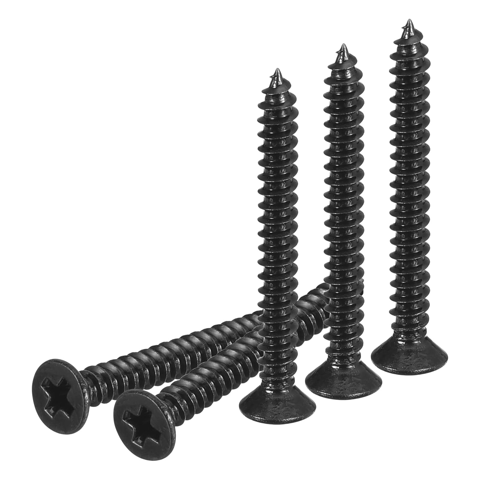 DTGN 100Pcs #4x1" Flat Head Wood Screws, 304 Stainless Steel Phillips Self Tapping Screws - Good for Woodworking, Furniture - Black — image 1